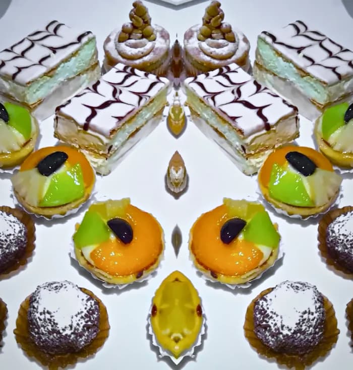 Petits fours, fruit tarts and truffle cups